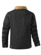 Men'S Solid Color Commuter Outdoor Fleece Jacket - Black