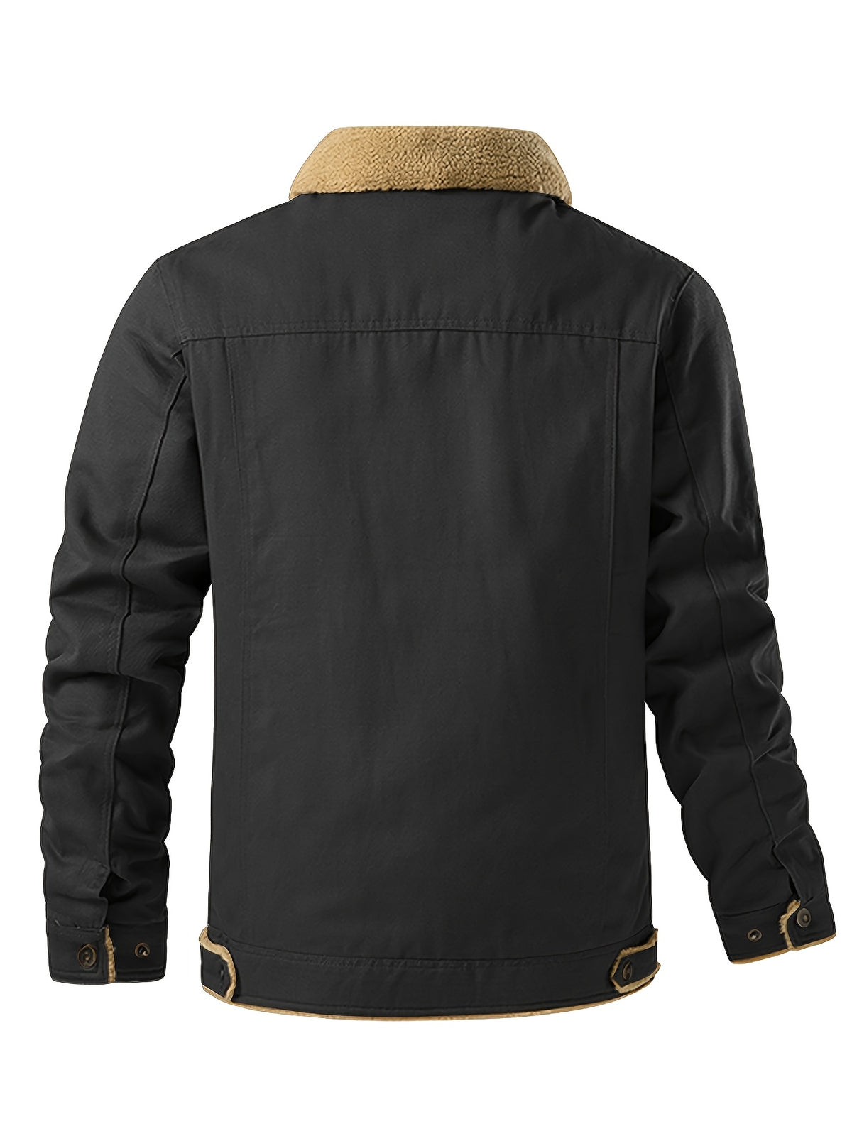 Men'S Solid Color Commuter Outdoor Fleece Jacket - Black