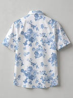 Men's Summer Short-Sleeve Shirt, Hawaiian Style, Unisex Digital Print with All-Over Floral Design, Youthful Beach Casual Style, Men's Top - Mixed colors