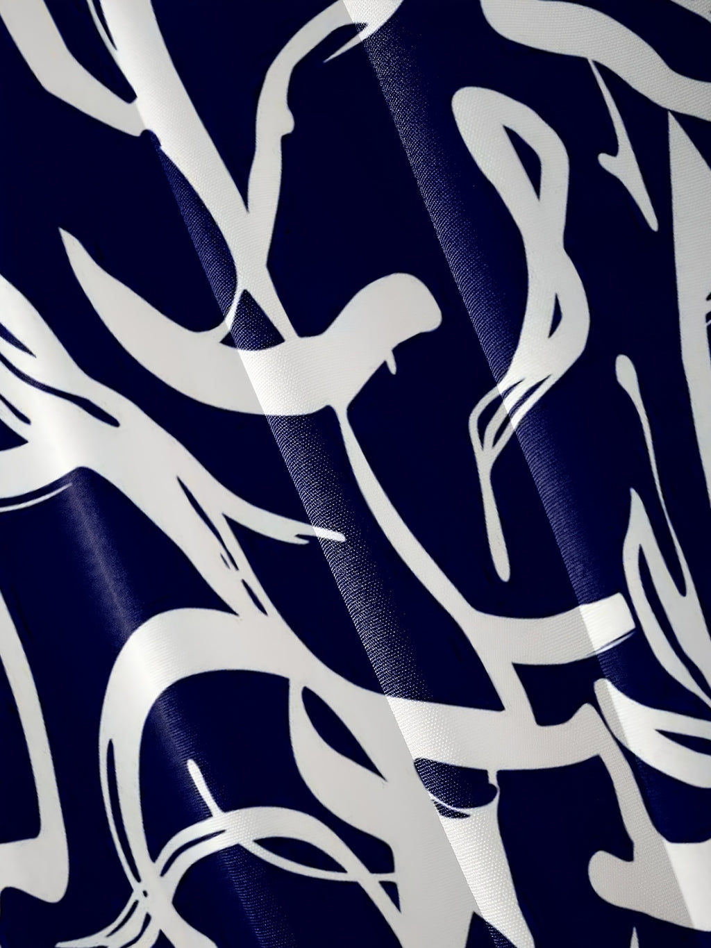 Plus Size, Fashionable Plus-Size Women's Elegant Striped Print Shirt Dress - Navy Color