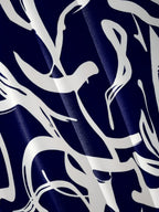Plus Size, Fashionable Plus-Size Women's Elegant Striped Print Shirt Dress - Navy Color