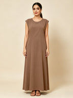 1pc Solid Color Elegant Casual Spring Autumn Suitable for Women'S Daily Base Layer Vest Abaya Muslim Dress Robe Summer Abaya - Khaki