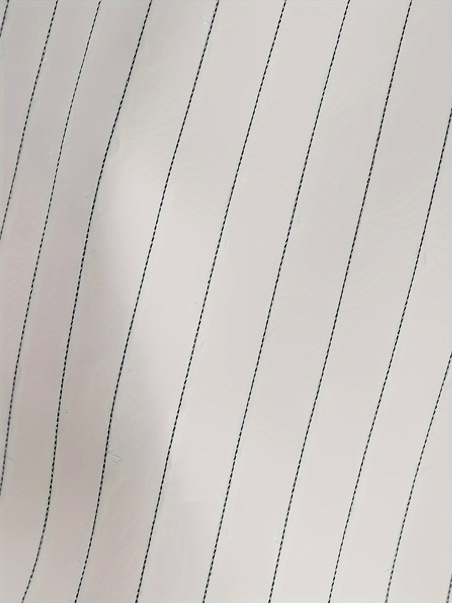 Men's Summer Striped Short-Sleeve Shirt, Loose Fit, Thin Spring/Autumn Casual Premium Shirt, Read-to-Wear Wrinkle-Free 2024 Short Top - White