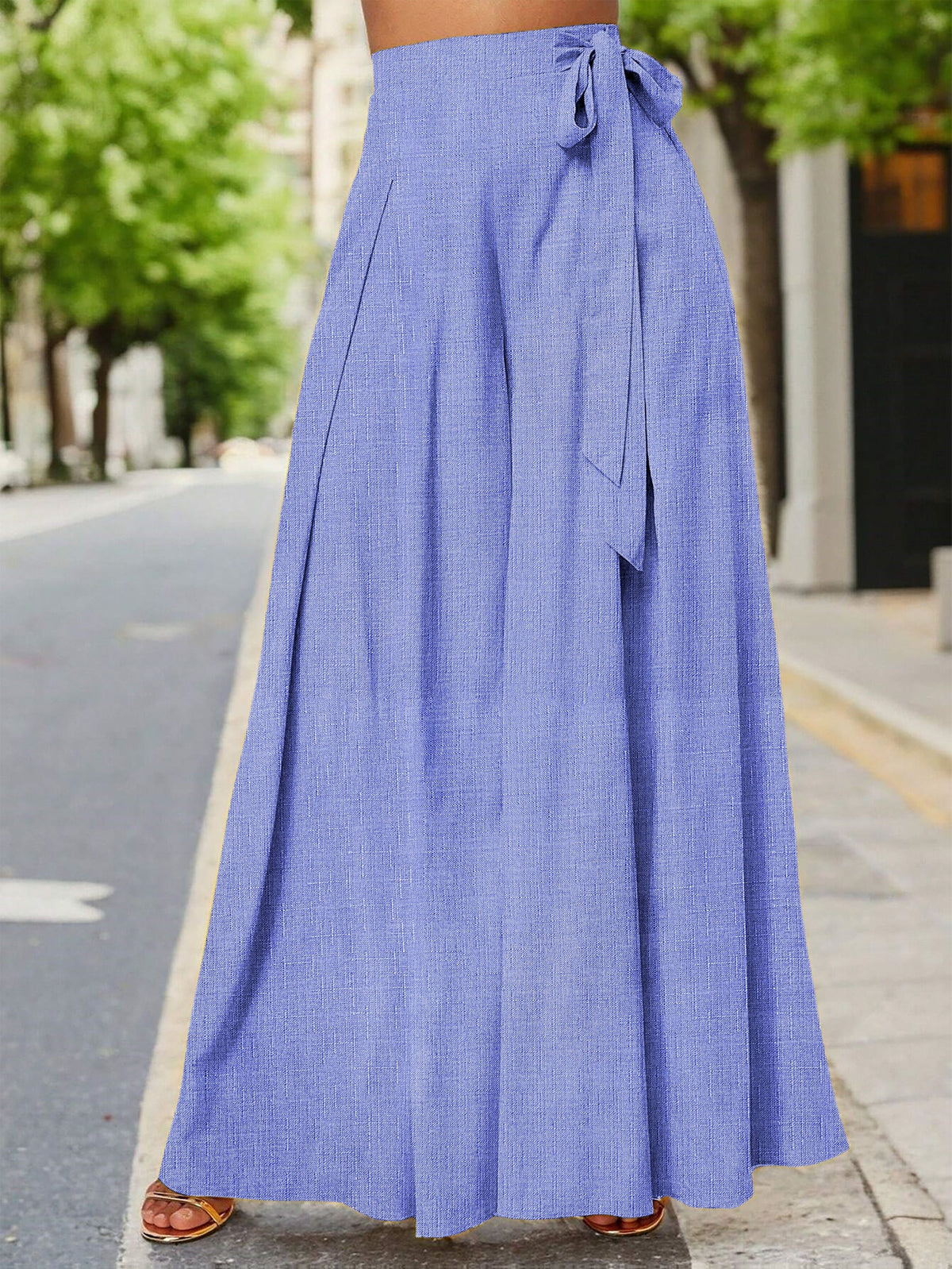 Yy0324110+Spring And Summer Women'S Fashion, Casual Elegance, High-Waisted Wide-Leg Pants - Purple