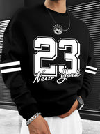 New York 23 American Sport Crewneck Sweatshirt" Vintage College Style Top! A Must-have for American Sport Vintage Enthusiasts, Perfect for Daily Commutes and Light Social Occasions - Black