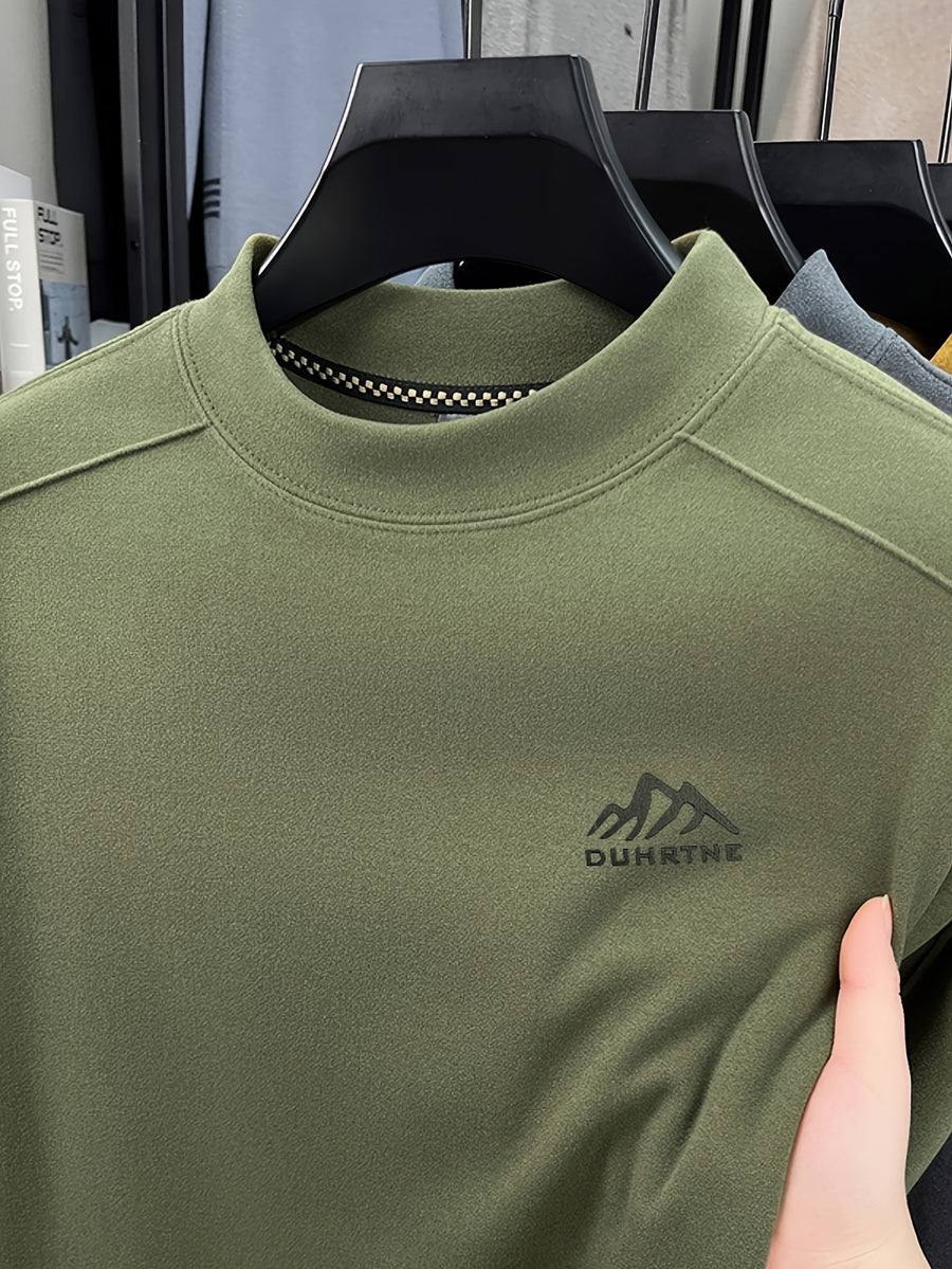 Minimalist Urban Velvet Base Layer for Warmth and Urban Casual Style - Army Green
