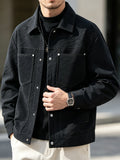 Men'S Minimalist Premium Style Lapel Jacket, Solid Base with Embossed Texture, Versatile And Timeless, Structured Fit Enhances Presence, Smooth Wrinkle-Resistant Fabric for Easy Care, All-Season Wear, Ideal for Dates, Commuting, And Shopping - Black