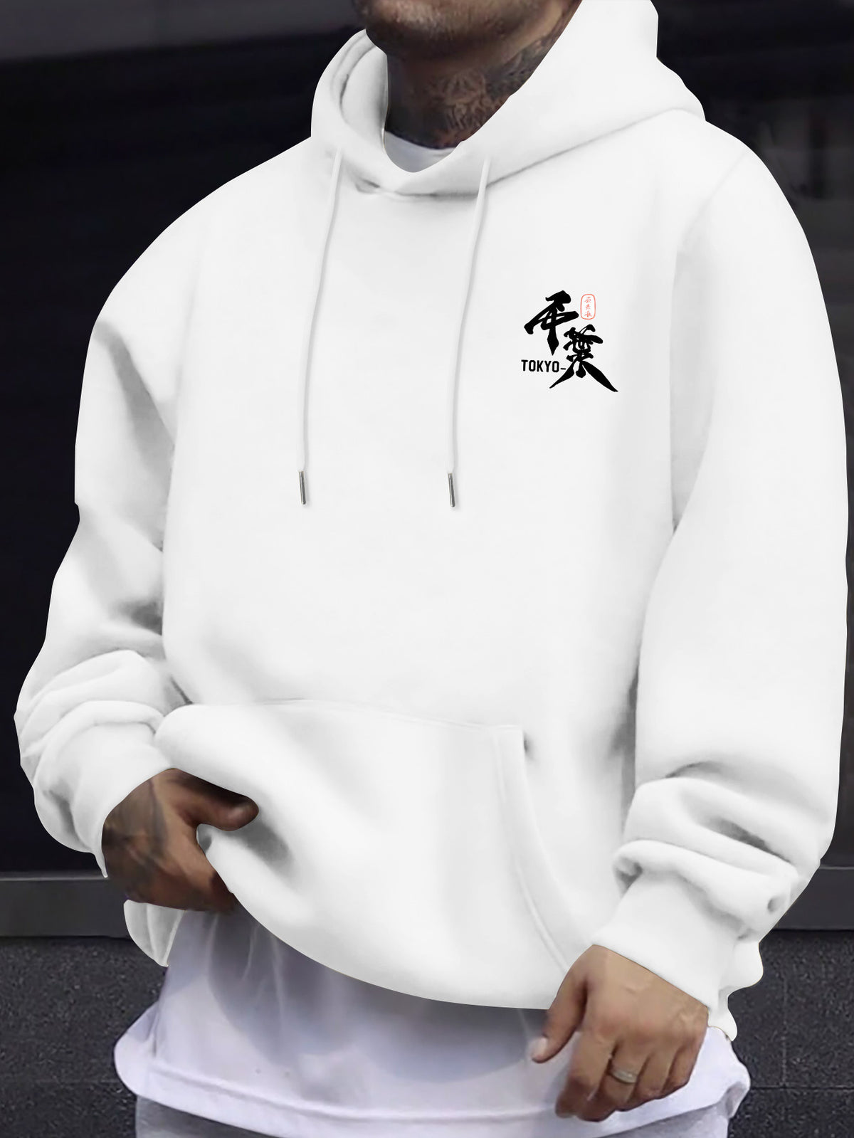Men's Japanese Ronin Kendo Samurai Hooded Sweatshirt, Printed Hoodie, Trendy Streetwear Vintage Versatile Heavyweight Sweatshirt, Autumn Essentials - White