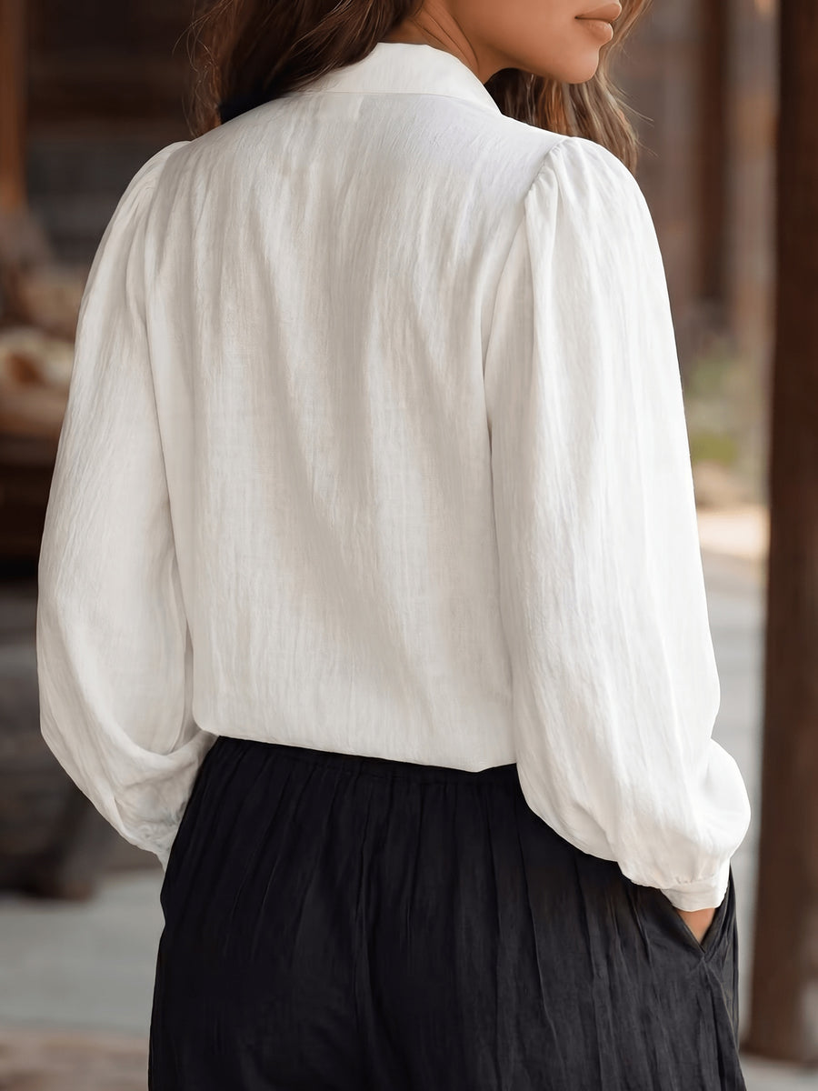 Chinese Style Buttons, Pure Shirts, 2026 Autumn New - White