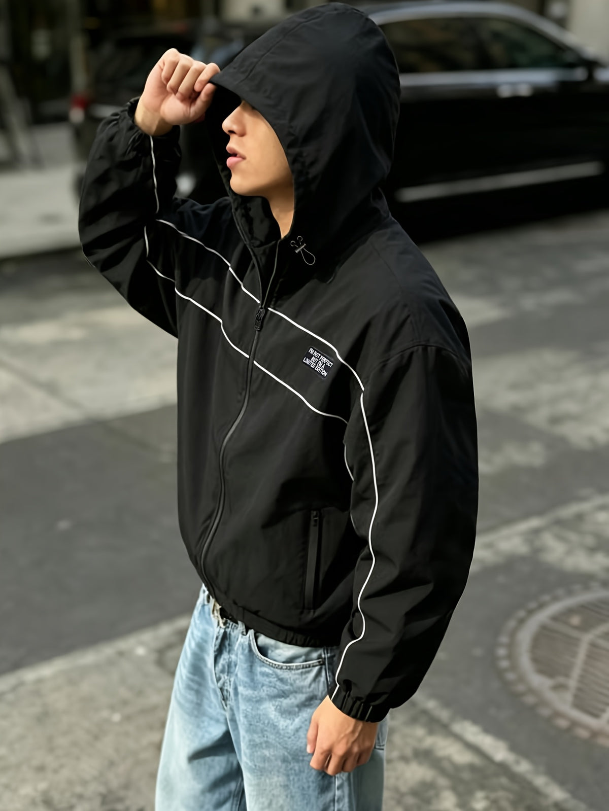 Men'S New Top Jacket All-Match Trendy Comfortable Outdoor Sports Travel High Street Fashion Easy Good-Looking Loose Jacket - Black