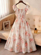 Women's Fashionable Casual Printed Wrap Dress with Elegant Style - Multicolor
