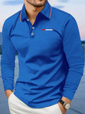 Smoke Pattern Men'S Summer Long-Sleeved Shirt Polo Shirt Golf Shirt Fabric Soft Comfortable Breathable Outdoor Sports Or Home Men'S Daily Matching YD253 - Royal Blue
