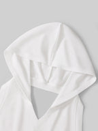 Y2K American Vintage Spicy Style Backless Hooded Vest, Sleeveless Slim-Fit Cropped Top, Summer Casual Versatile - White