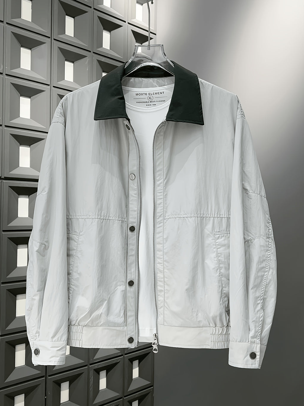 New Spring Arrival: Rugged and Handsome Short Jacket for Men, Casual and Versatile Stand Collar Outerwear - Grey