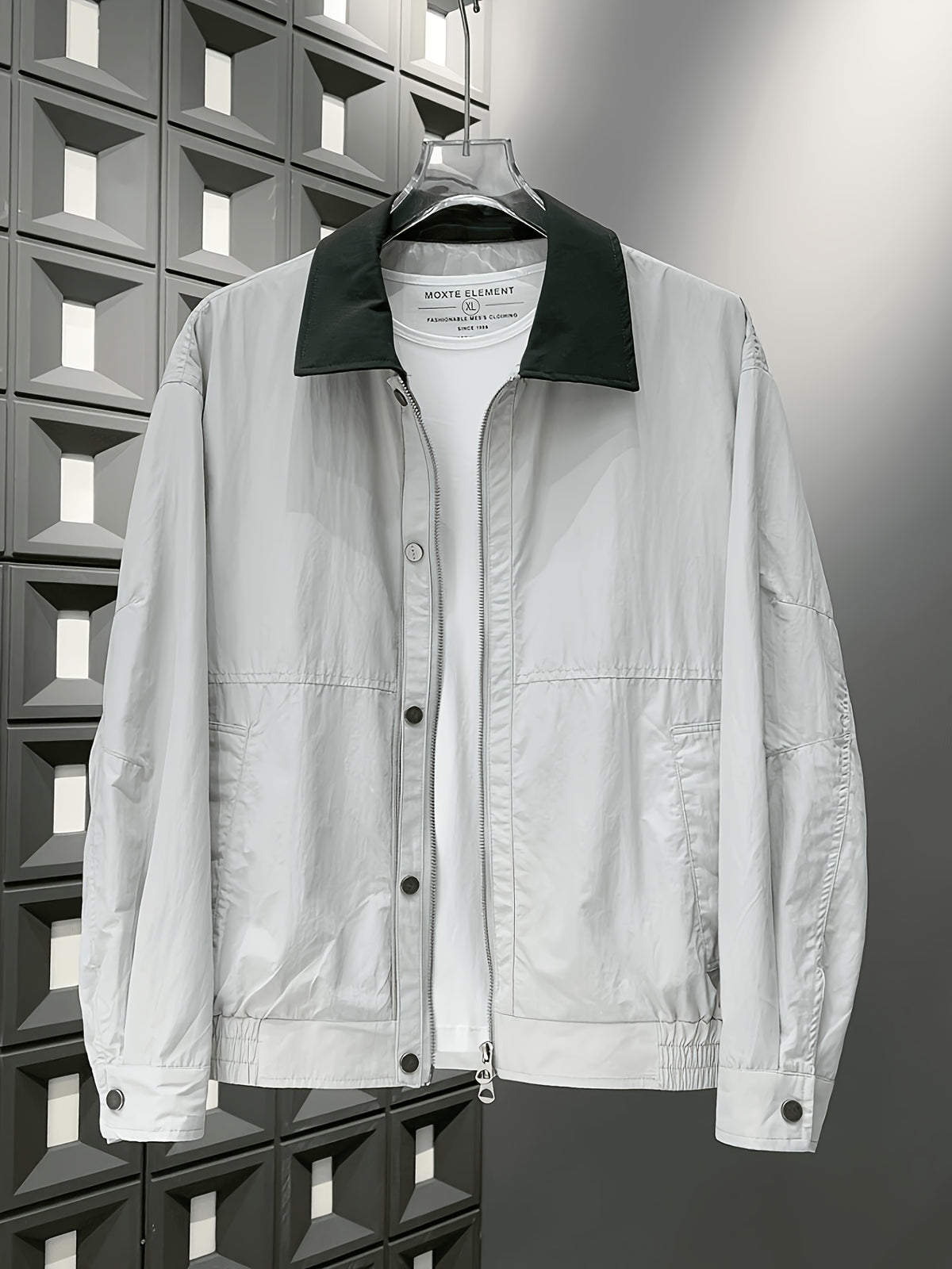 New Spring Arrival: Rugged and Handsome Short Jacket for Men, Casual and Versatile Stand Collar Outerwear - Grey