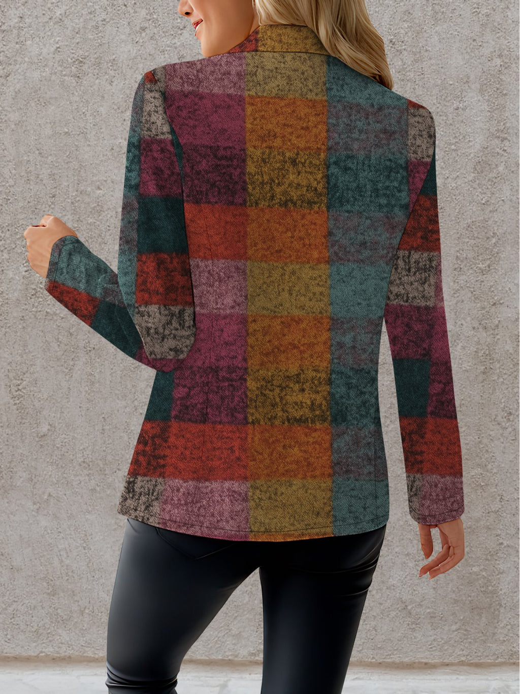 Autumn Women's Fashion, Outdoor Travel,  Clothing, Exquisite Patterns, Women's Tops, Contrasting Plaid Geometric Pattern Prints, Elegant Women's Autumn Skirts, Exquisite Women's Suit Jackets, - Mixed colors