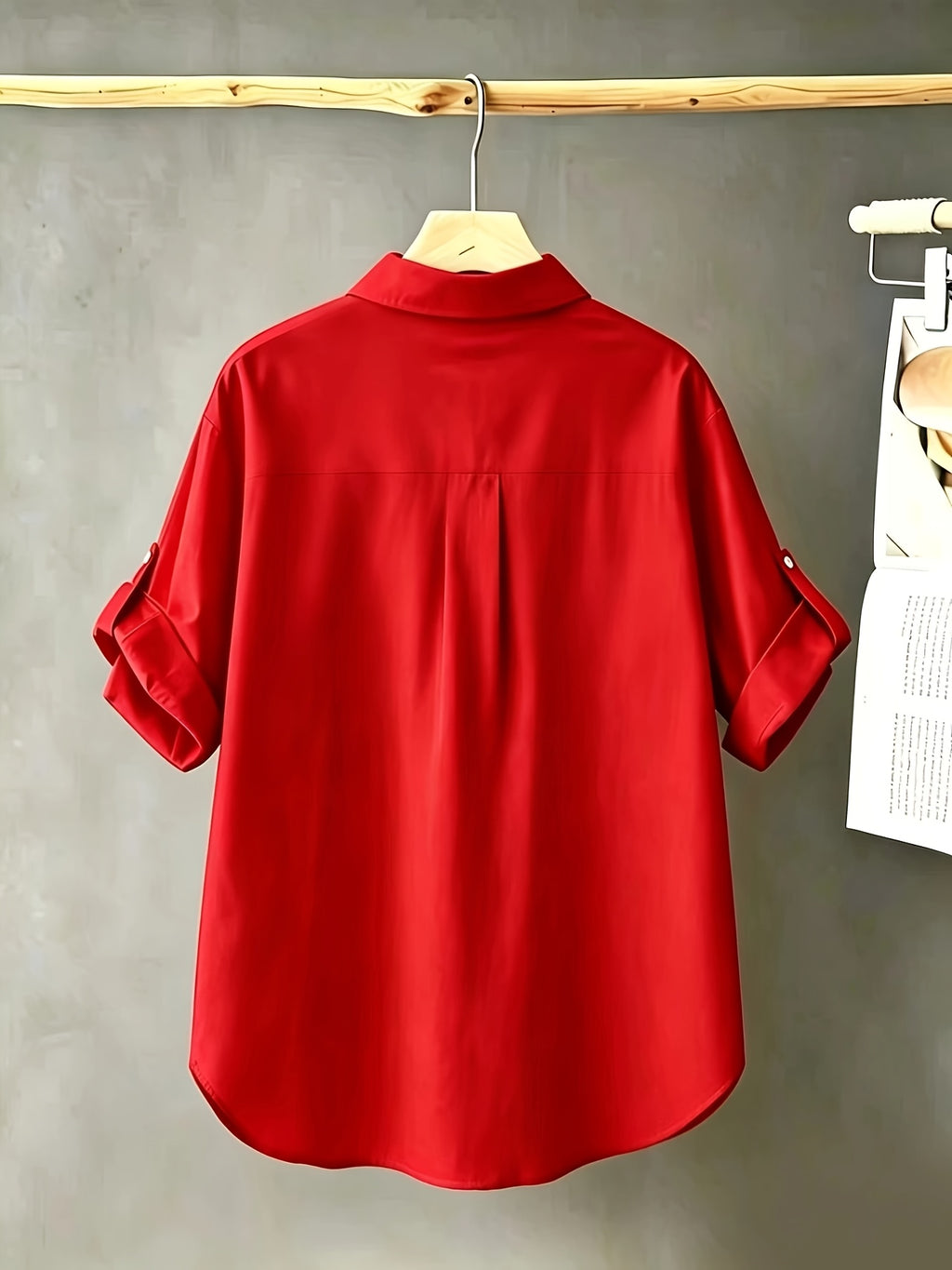 Fashionable Short-Sleeved Shirt - Red
