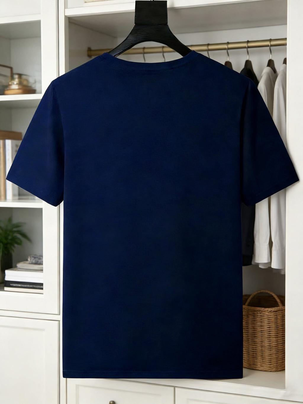 Italian Luxury Style! MILANO Gradient Letter Print Heavyweight Men's Short Sleeve T-Shirt, Trendy Loose Half Sleeve - Navy Color