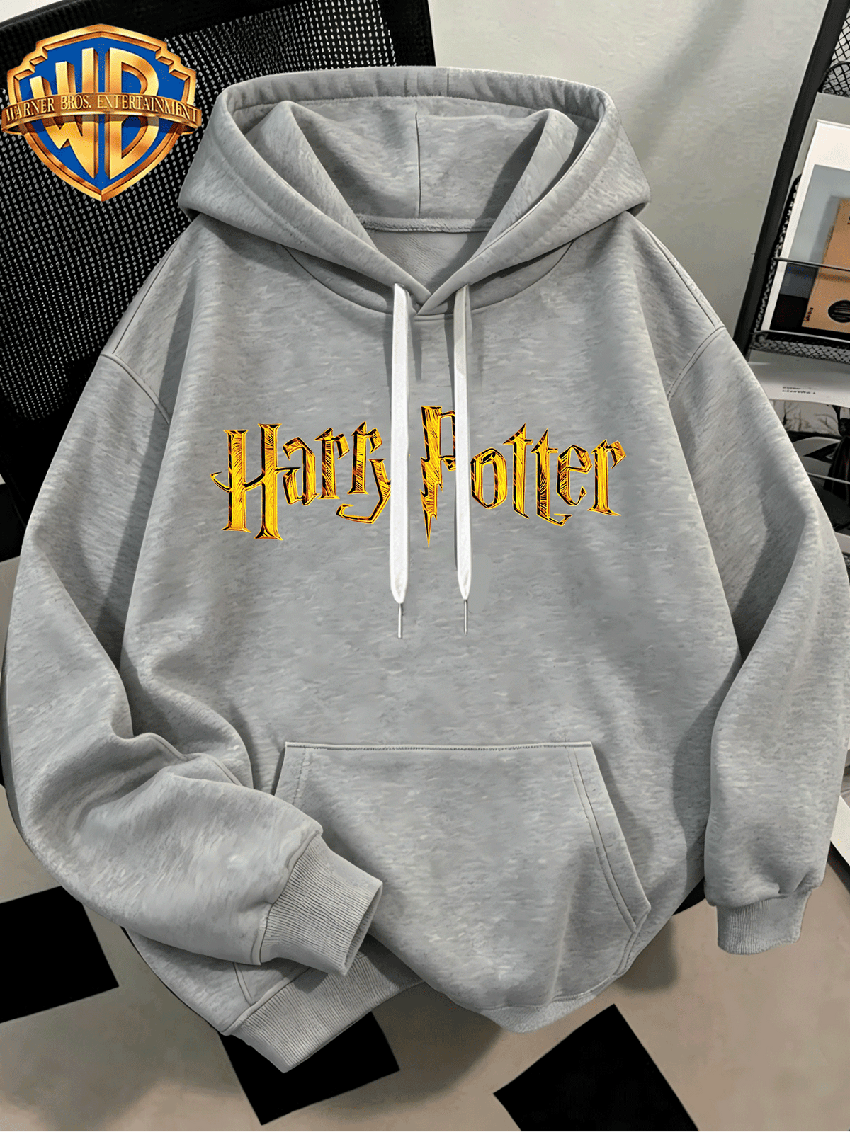 Fashion Hip Hop Print Fashion Brand Casual Versatile Sports Drawstring Pocket Hooded Men'S Sweater, Men'S Autumn And Winter Cute Casual Style, Sports Style Fashion Loose Hoodie, Daily Casual Wear - Light Grey