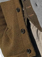 Men'S Elegant Patchwork Lapel Knit Cardigan, Unisex Color-Block Sweater Button-Up Jacket, Fashionable Casual Sweater for Men, Regular Fit for Spring And Autumn - Grey