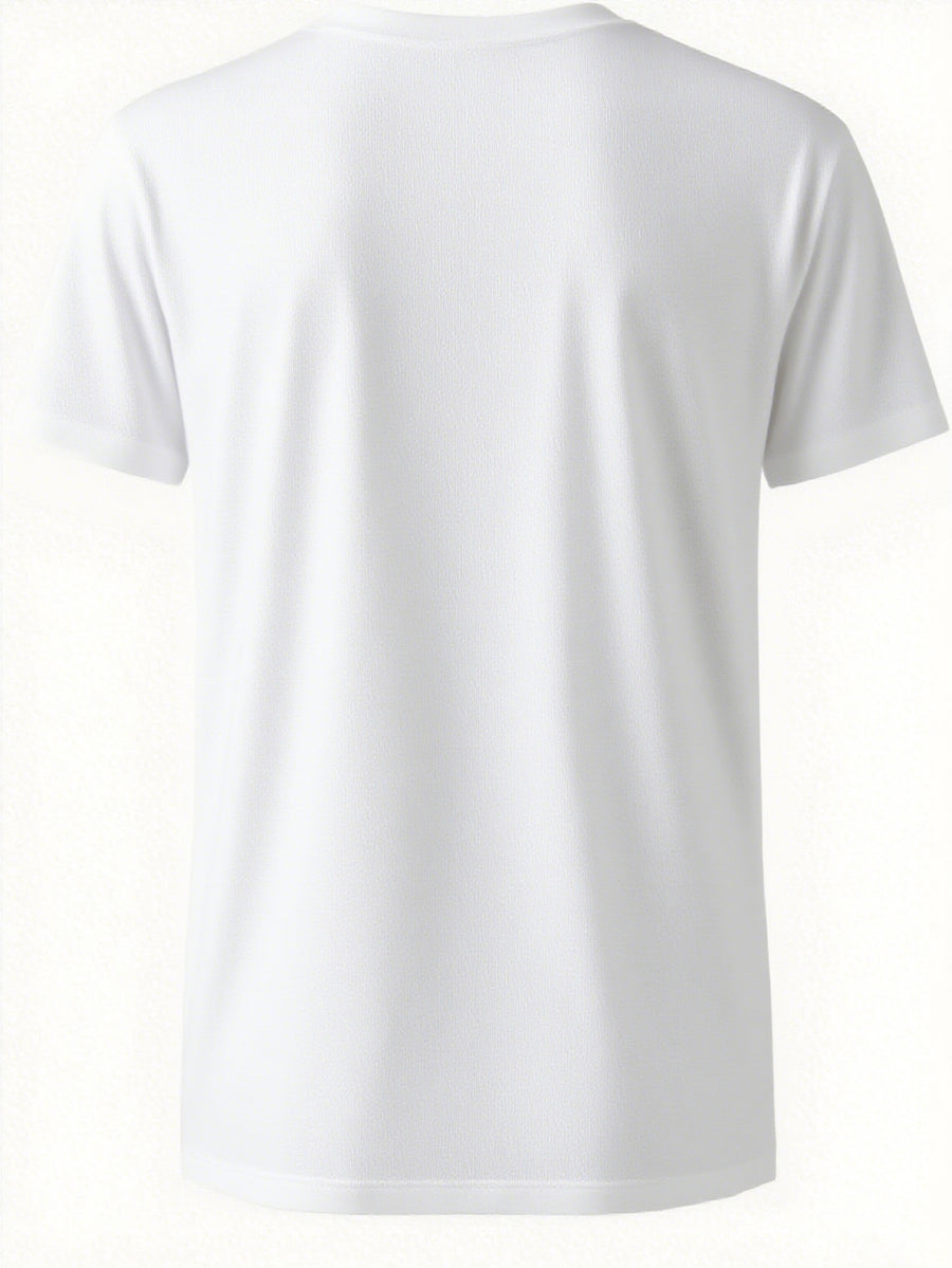 2026 Latest Casual T-Shirt for Men, Featuring a Easy Geometric Pattern And Short Sleeves. It Is Comfortable And Versatile to Wear, with a Design That Combines Vertical Stripes And Triangular Elements - White