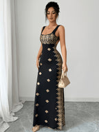 Women's Dress, Shimmering Golden and Black - Mixed colors