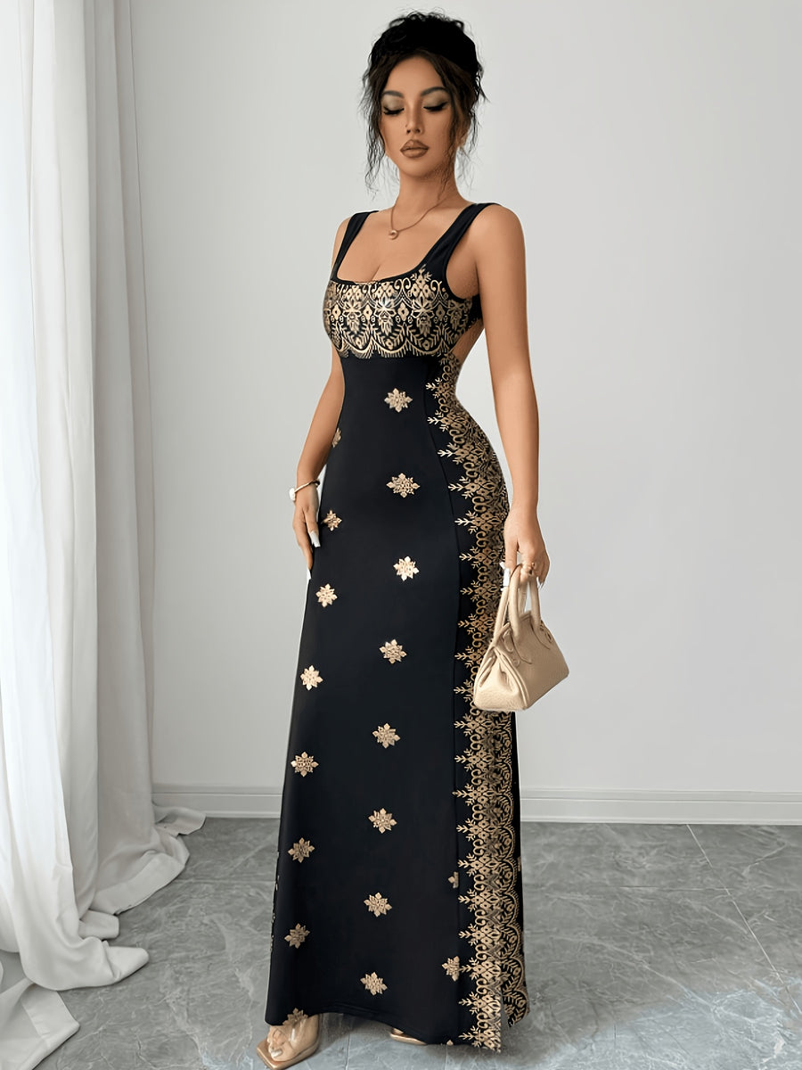 Women's Dress, Shimmering Golden and Black - Mixed colors