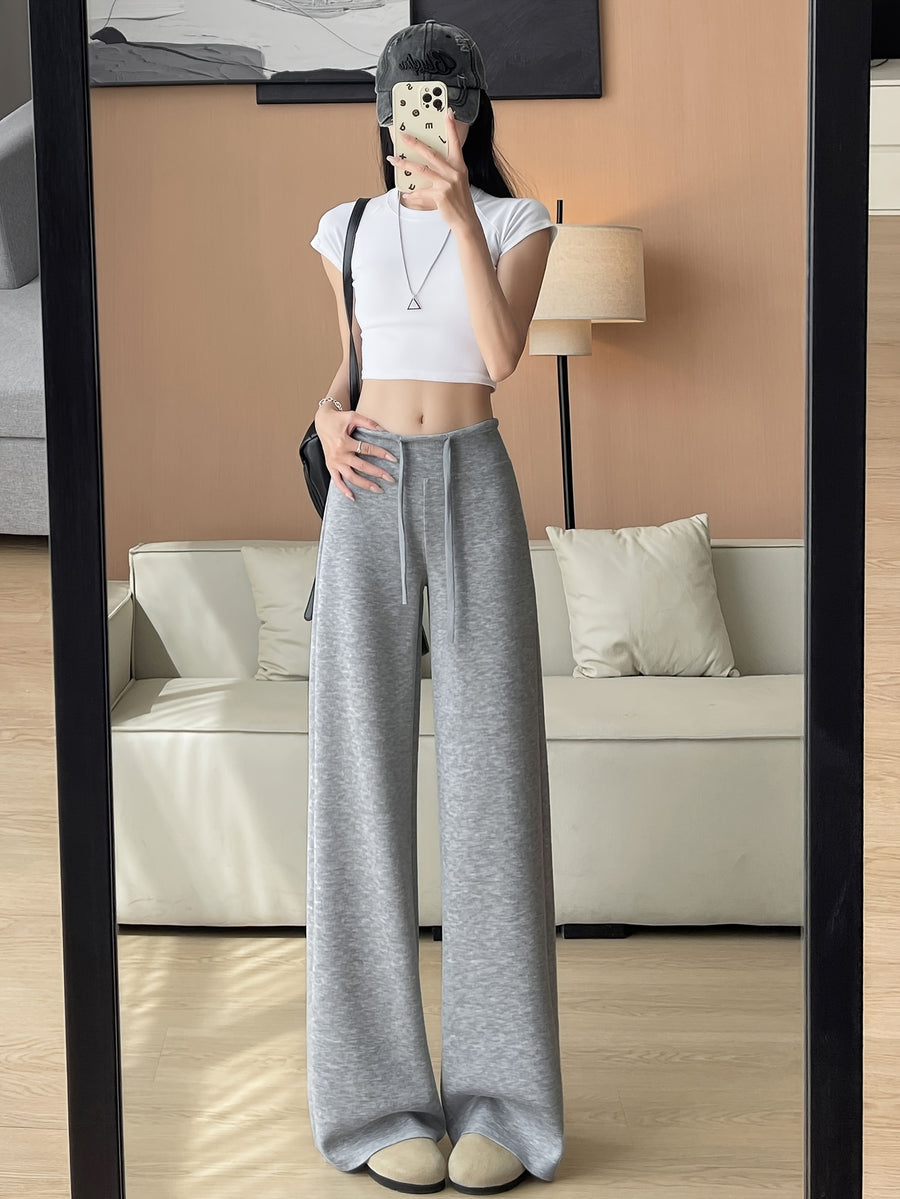 Women's Summer Lightweight 2025 New Straight-Leg Sweatpants, Loose Lazy Casual Wide Leg Pant for Petite - Grey
