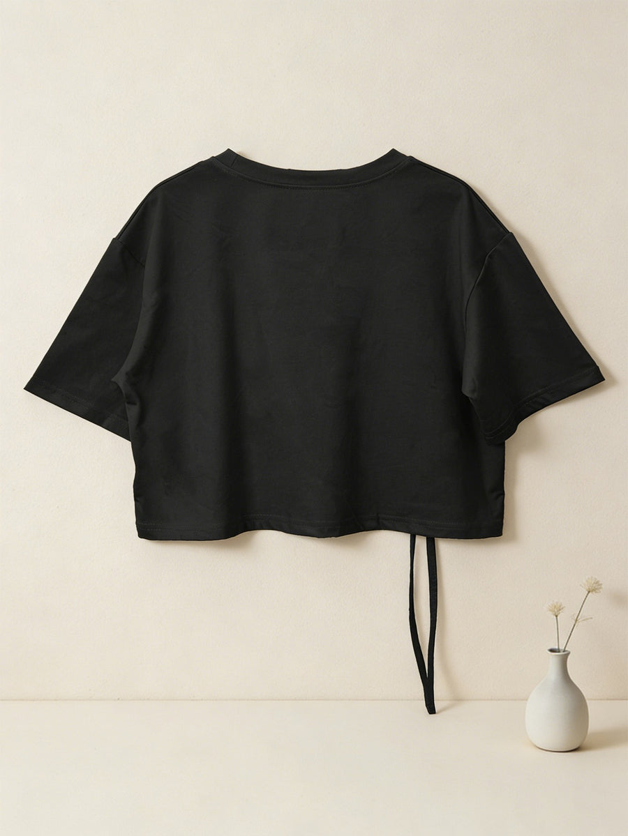 Women's Pink Butterfly & "Beauty Is All Around" T-Shirt - Loose-Fit Short Sleeve Top with Drop Waist Hem, Soft Machine Washable -Compatible Tee Suitable for Travel, Beach, Commuting, Casual Outfits - Black