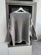 Women's Floral Pullover Elegant Sweater for Autumn and Winter - Light Grey