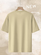 Men's Trendy Loose-Fit Crew Neck T-Shirt, Casual Daily Short-Sleeve Tee, BORG 1956 Vintage Letter Print, Simple and  Versatile Top, Suitable as a Gift - Apricot
