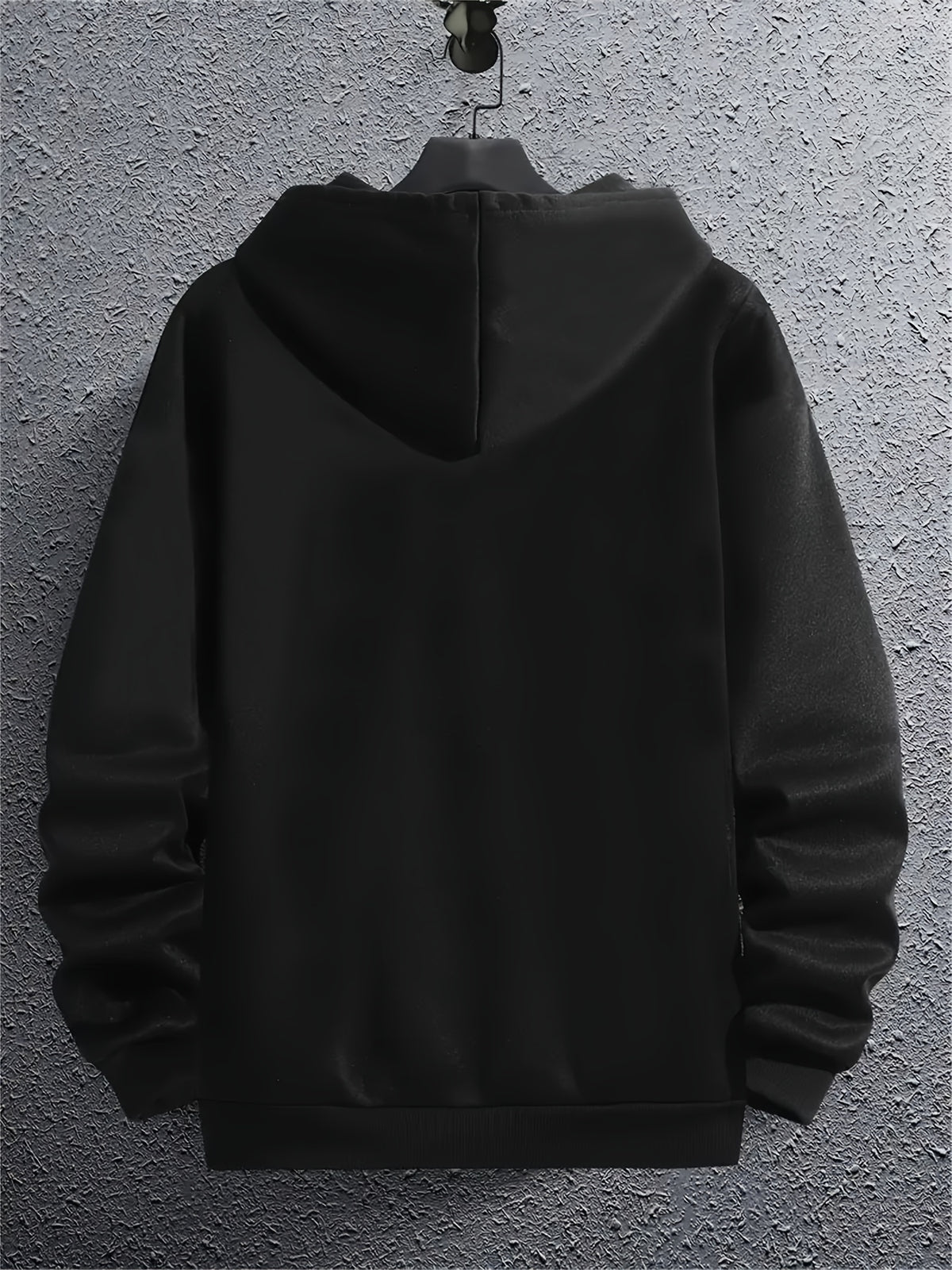 Fresh and Comfortable Pattern Men's Long Sleeve -Lined Zip-Up Jacket - Trendy Letter Print, Lightweight and Breathable, Perfect for Daily Wear and Sports, Suitable for Various Occasions, Showcase Your Fashion Sense and Vitality, a Must-Have Item! - Black