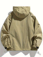 Men's Loose Fashion Sport American Pullover Hooded Drawstring Jacket - fern green