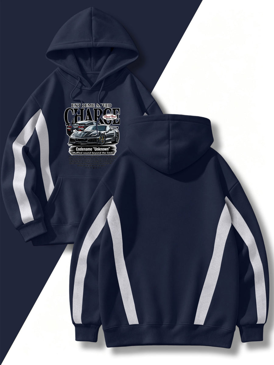 4pcs Set: 2026 Autumn/Winter Men's Street Style Hooded Sweatshirt with Diagonal Contrast Color Stripes on Sleeves, Long Sleeves, Adjustable Drawstring, Large Capacity Kangaroo Pocket for Phones, Skin-Friendly and Warm, Versatile Pullover Hoodie - Navy Blue+Navy Blue+Navy Blue+Navy Blue