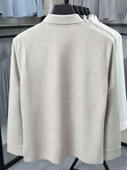 Middle-Aged Men'S Polo Shirt Golf Shirt Chest Letter Casual Men'S Long Sleeve Polo Shirt Breathable Comfortable Men'S Long Sleeve Collared Golf Sports Men'S Clothing Japanese Korean Style Trendy Spring Autumn Men'S Gift - Khaki