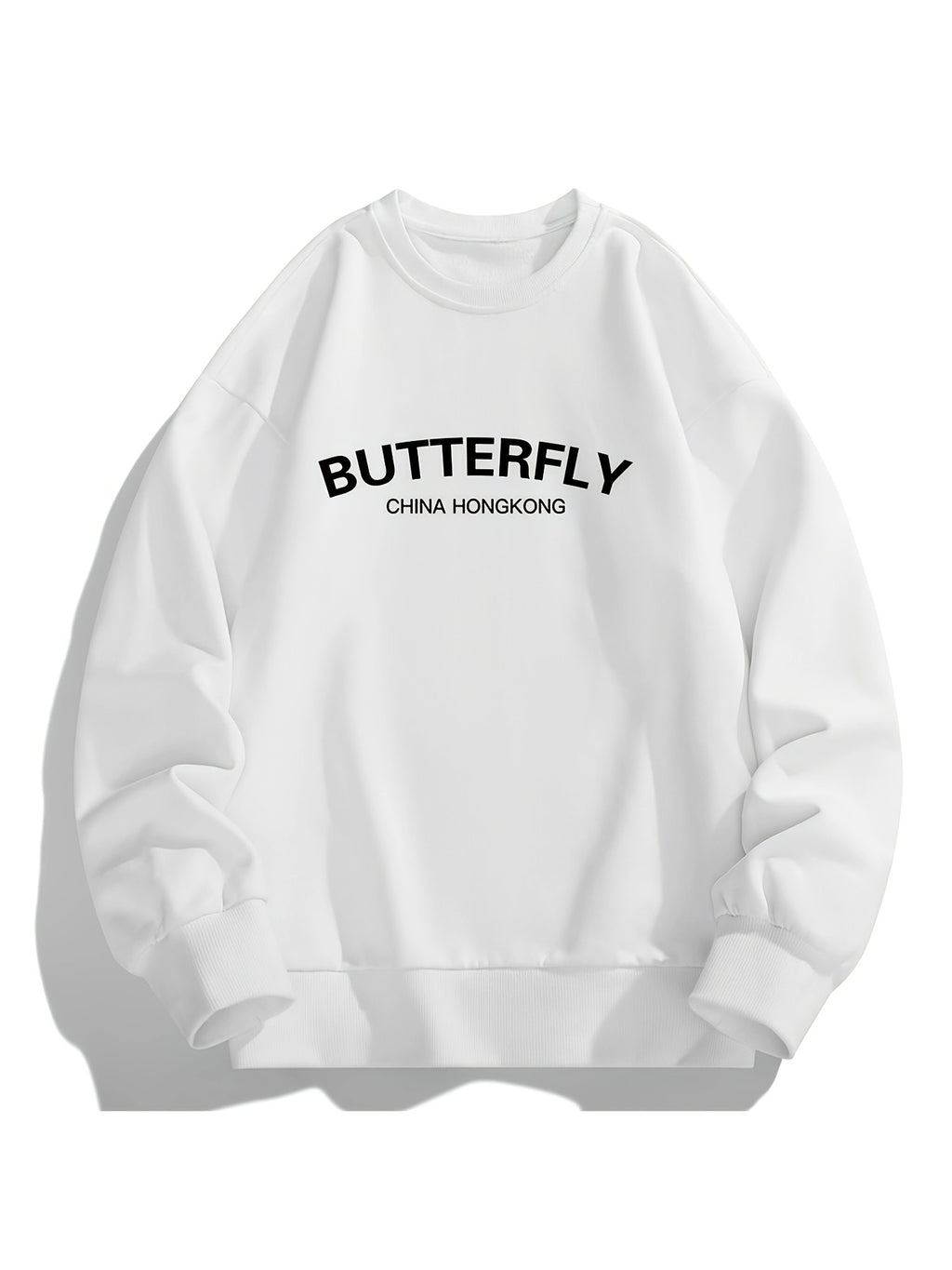 Men'S Crew Neck Sweatshirt, Spring And Autumn Hong Kong Style Letter Print Pullover Top, Youth Loose Casual Versatile Long Sleeve Base Shirt - White