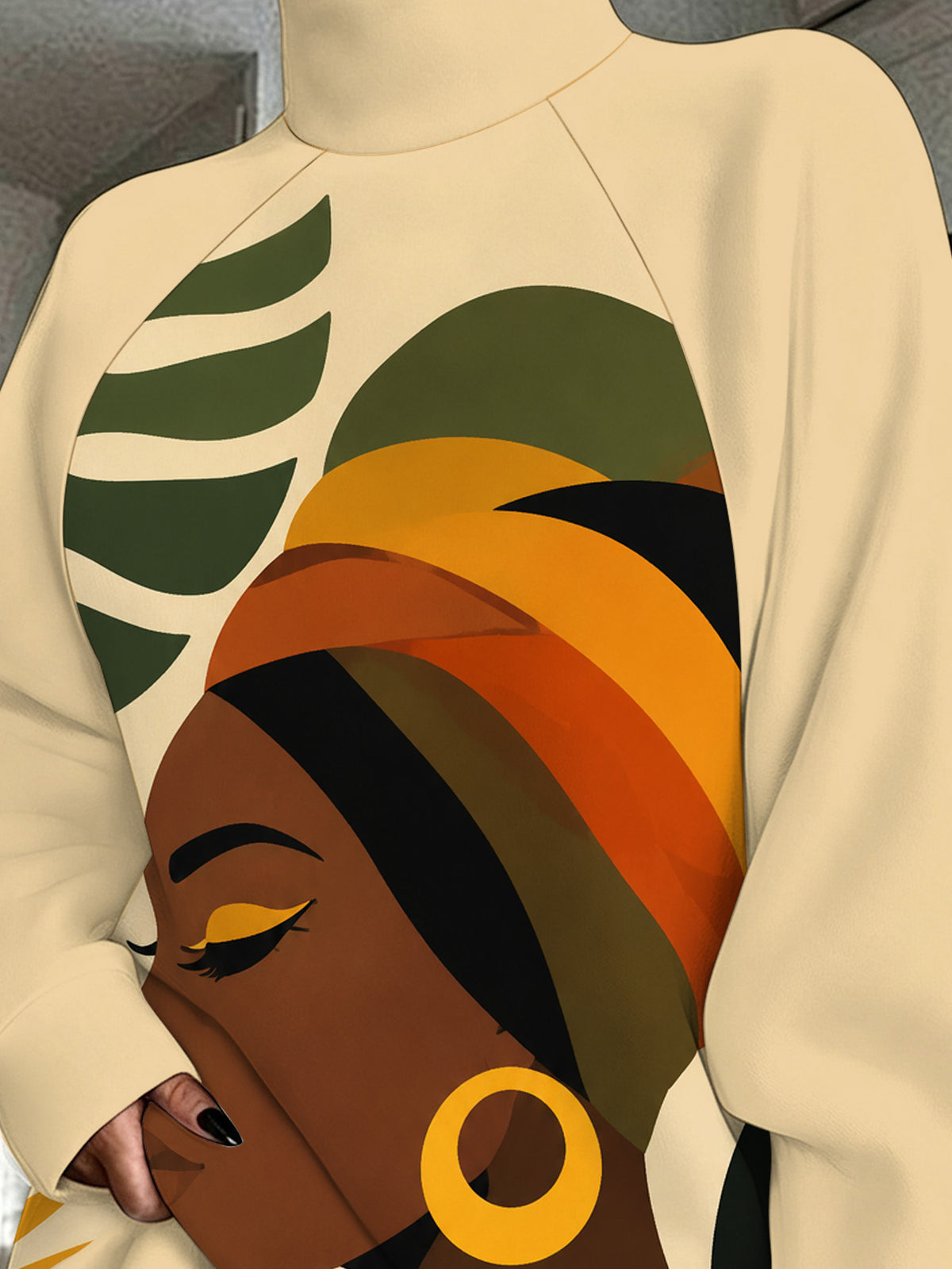 African Woman Tropical Floral Women'S Printed Sweatshirt Dress Autumn Winter Long Casual Wear Office Daily Home Street Party Vacation - Mixed colors