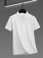 Summer Men'S Short Sleeve T-Shirt Breathable Cool Lapel Casual Polo Shirt - White
