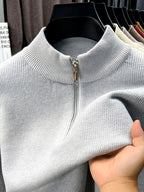Men'S Half-Zip Stand Collar Knit Sweater, Non-Tight Loose Fit, Suitable for Most Men, Versatile Base Layer - SINBOS - Light Grey