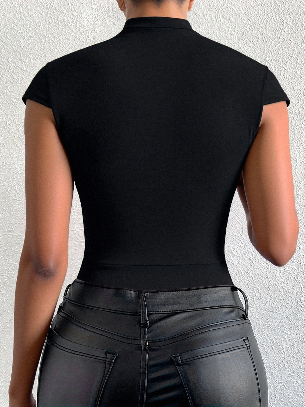 Women'S Sexy Bodycon Dress, Y2K Party Jumpsuit, Fashion Solid Color Tight Outfit Suitable for Valentine'S Day Party Date Evening Nightclub Carnival, Korean Trendy Clothing, Bodycon Slim Fit Dress, Women'S Casual Wear, High Quality Women'S Clothing - Black