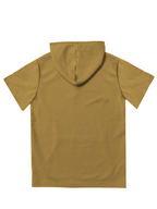 Y3 Men's Waffle Knit Short Sleeve Hooded Sweatshirt with Comfortable Print and Drawstring, Short Sleeve T-Shirt with Pocket, Summer Casual Fashion Men's Apparel, Suitable for Outings and Home Wear, Suitable for Daily and Formal Wear, Simple Summer - Khaki