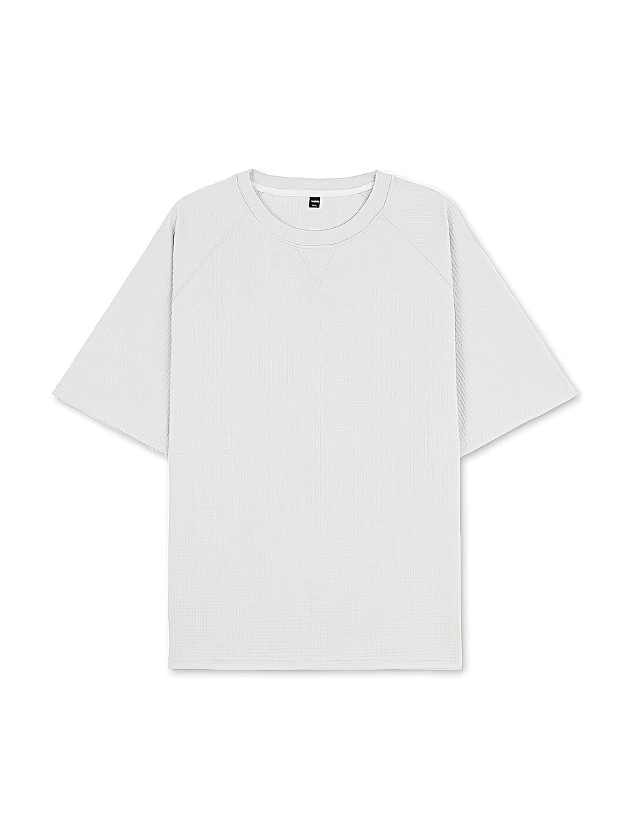 Men'S 2-pc Premium Textured T-Shirts, Casual Short Sleeve Waffle Knit And Jacquard Crew Neck Tees, Lightweight Solid Athletic Summer Tops, Breathable Workout Everyday Fashion Shirts for Men - White+black