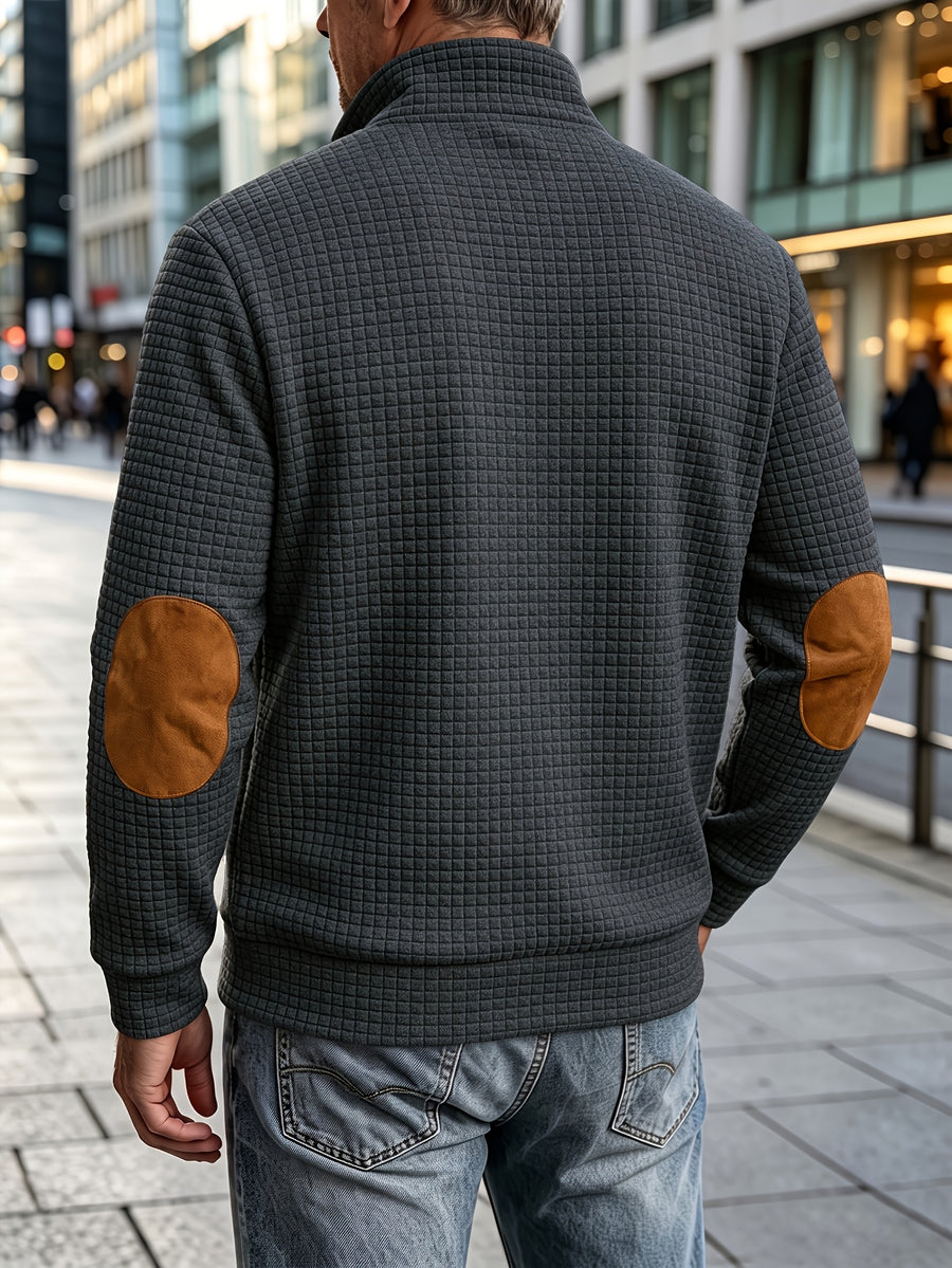Pearson OBM Autumn/Winter Men's Thickened PARIST Jacquard Sport Jacket, Fashionable Plaid Jacquard Textured Fabric, Comfortable Outerwear Suitable for Daily Outings, Outdoor Sports, Travel, and Vacations. Lightweight and Comfortable with a Regular - Grey