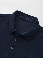 Men's New Polo Shirt, Piqué Soft Fabric, Faux Pocket, Outdoor Casual Business Breathable Polo Shirt, Suitable for Vacation and Business Occasions, Essential for Daily Casual Wear - Navy Color