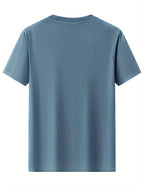 100%  Men's T-Shirt, Summer Lightweight Breathable Sweat Absorbent for Outdoor and Home Wear - Peacock Blue