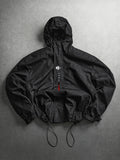 Men's Hooded Sports Jacket with Letter Print and Drawstring Hem, Spring and Autumn Daily Outings, Parties, Holidays, Old Boyfriend, Husband Gift - Black