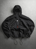 Men's Hooded Sports Jacket with Letter Print and Drawstring Hem, Spring and Autumn Daily Outings, Parties, Holidays, Old Boyfriend, Husband Gift - Black