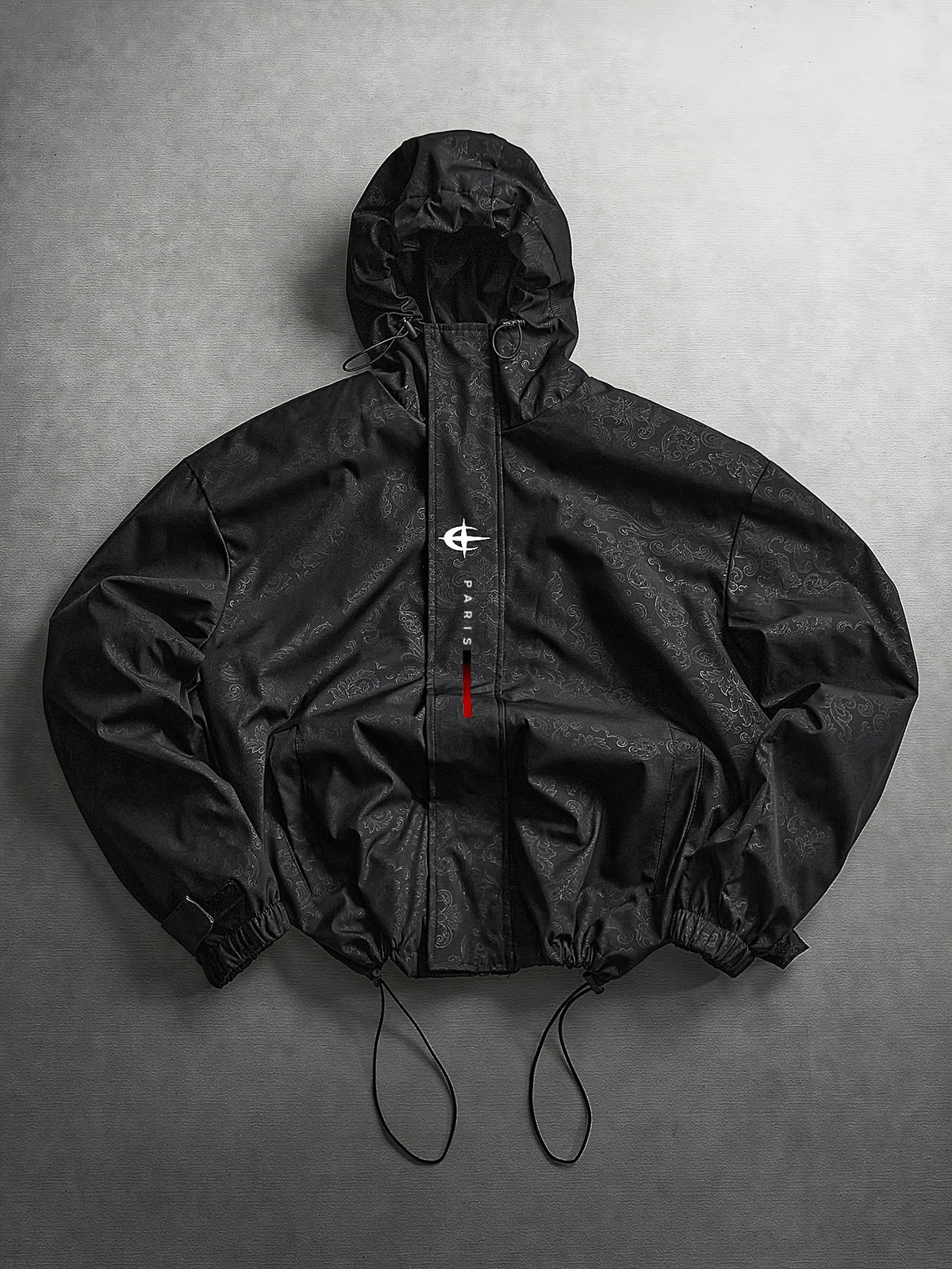 Men's Hooded Sports Jacket with Letter Print and Drawstring Hem, Spring and Autumn Daily Outings, Parties, Holidays, Old Boyfriend, Husband Gift - Black