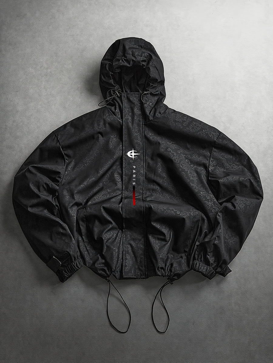 Men's Hooded Sports Jacket with Letter Print and Drawstring Hem, Spring and Autumn Daily Outings, Parties, Holidays, Old Boyfriend, Husband Gift - Black