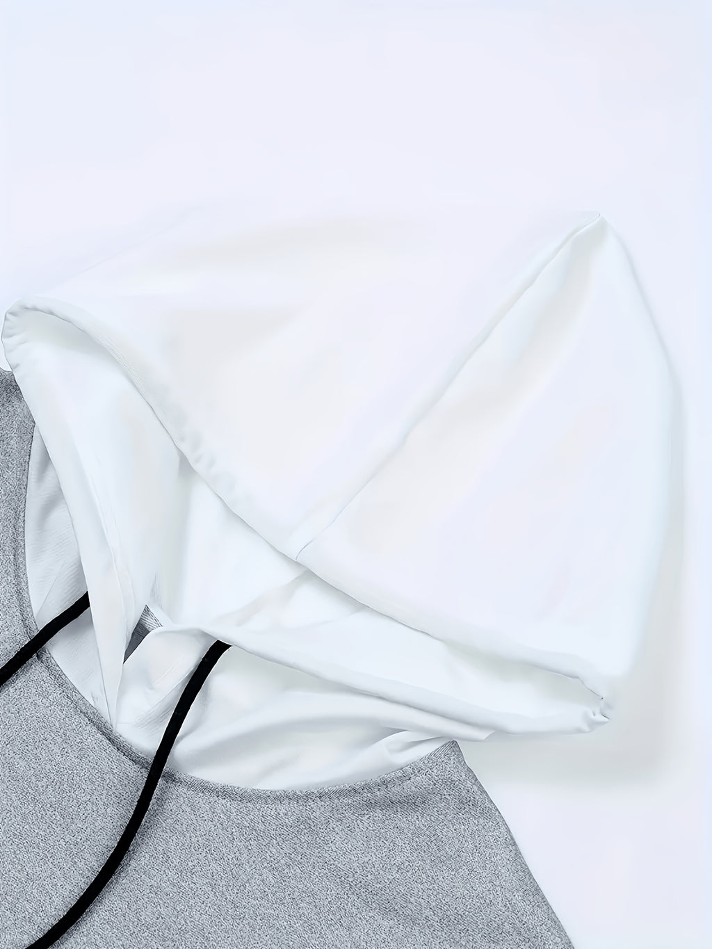 Spring Summer New Casual Versatile Patchwork Hooded Sweatshirt Short Sleeve Top - Gray And White